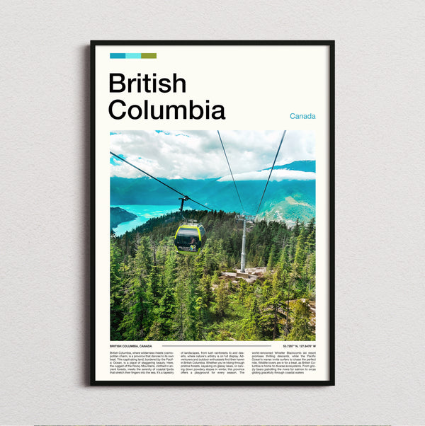 British Columbia - Cable Car Over Forest - Travel Print
