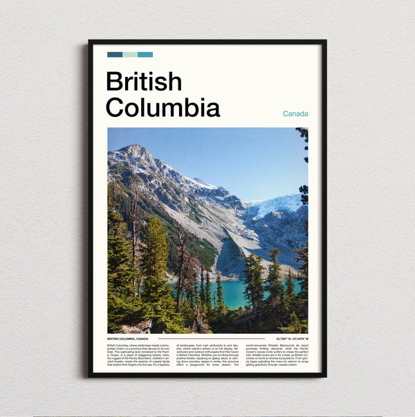 British Columbia - Turquoise Lake And Mountains - Travel Print