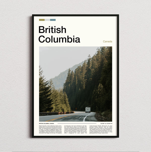 British Columbia - Road Through The Forest - Travel Print