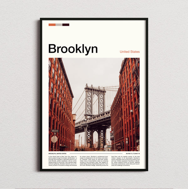 Brooklyn - Manhattan Bridge Between Red Brick Walls - Travel Print