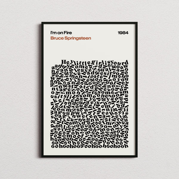Bruce Springsteen I'm on Fire Lyric Print