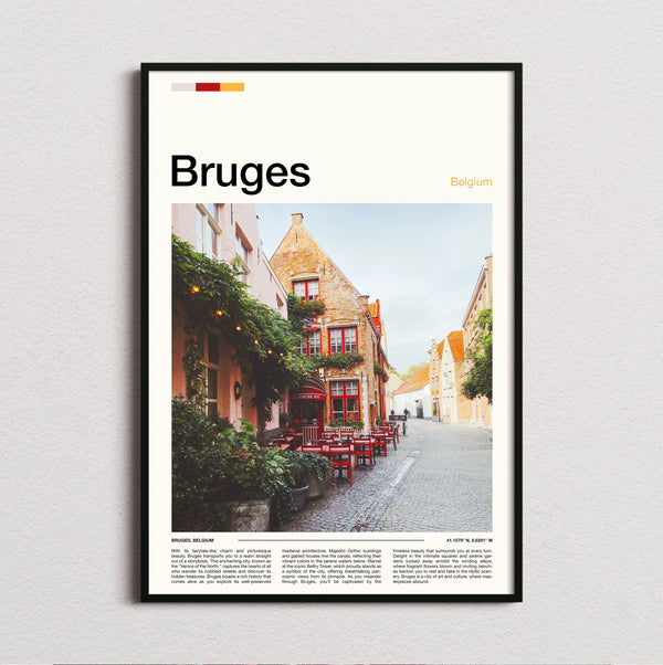 Bruges - Cafe With Red Chairs - Travel Print
