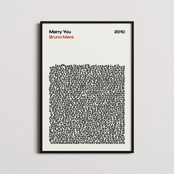 Bruno Mars Marry You Lyric Print