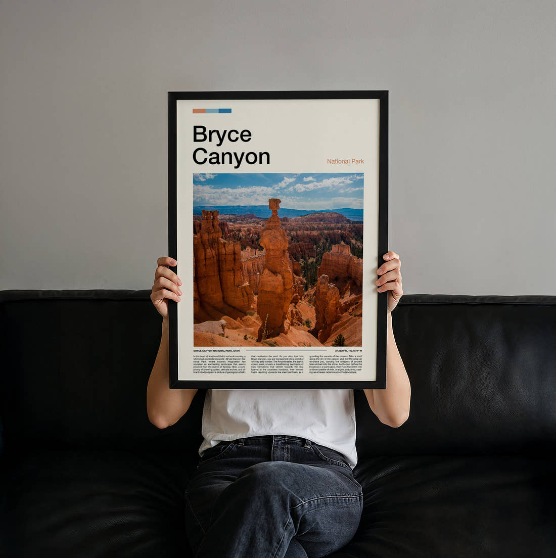 Bryce Canyon Thor's Hammer Travel Print held up by hand to show the size of the print