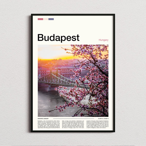 Budapest - Chain Bridge And Blossoms - Travel Print