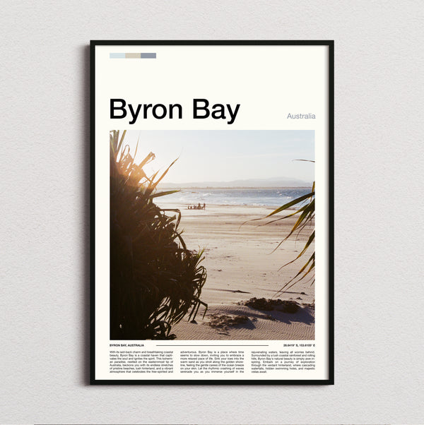 Byron Bay - Beach Through Palm Leaves - Travel Print
