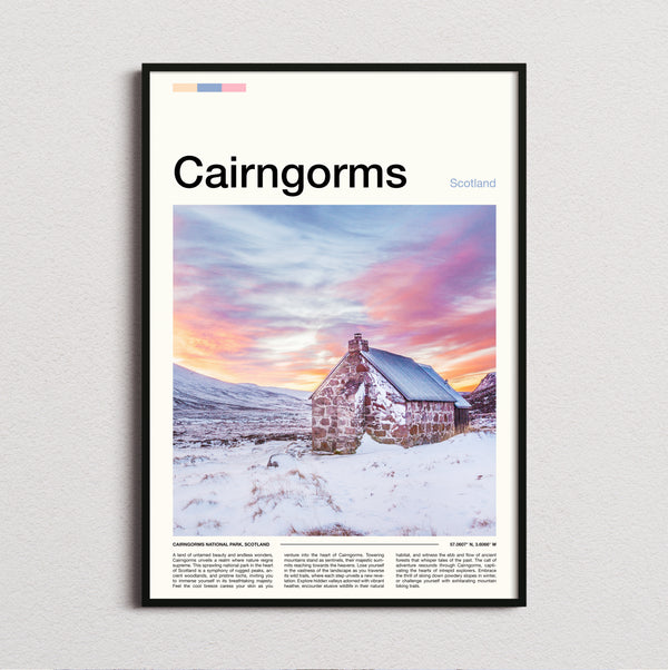 Cairngorms - Cottage In The Snow - Travel Print