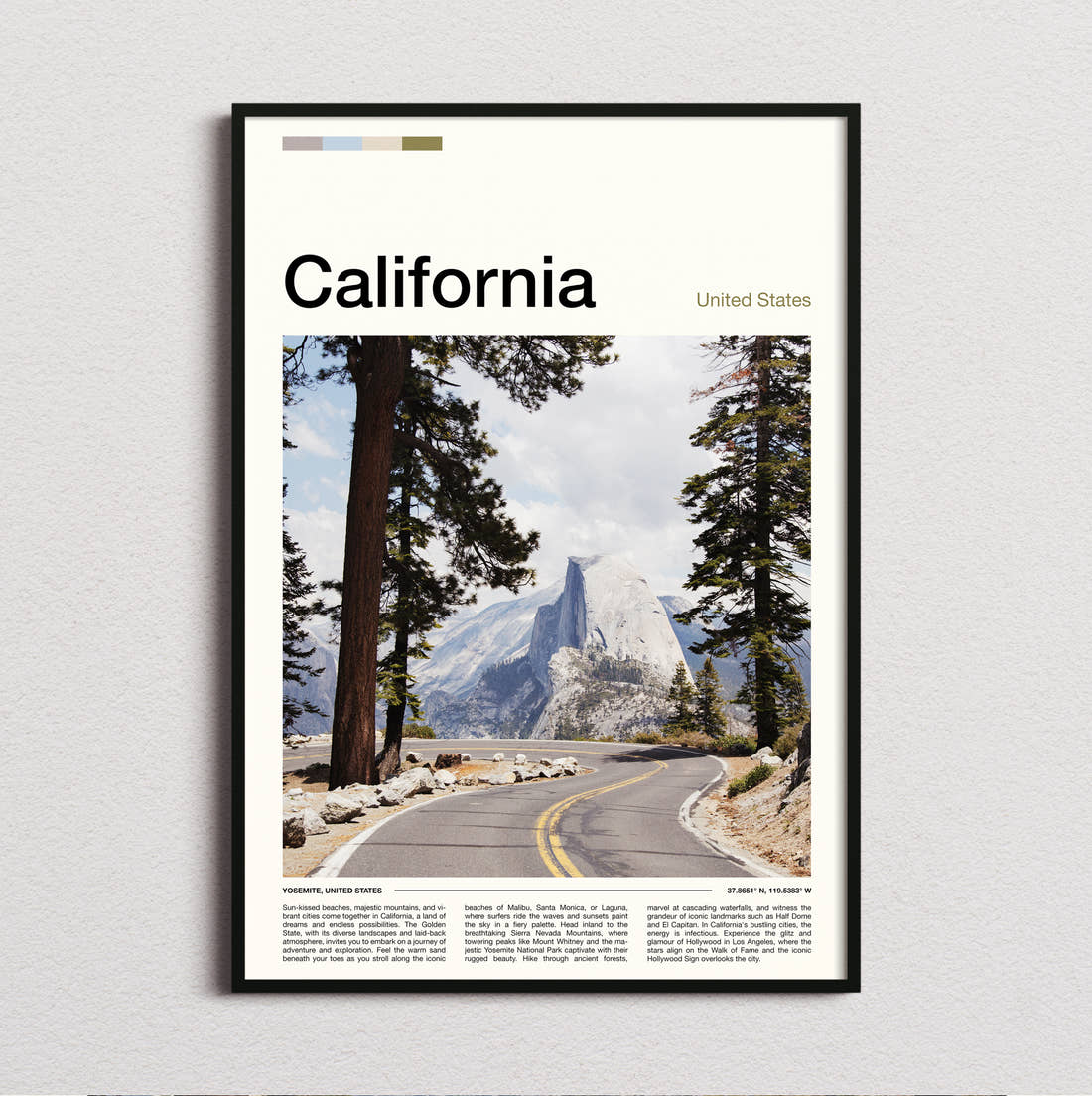 California Half Dome Travel Print framed and photographed straight on