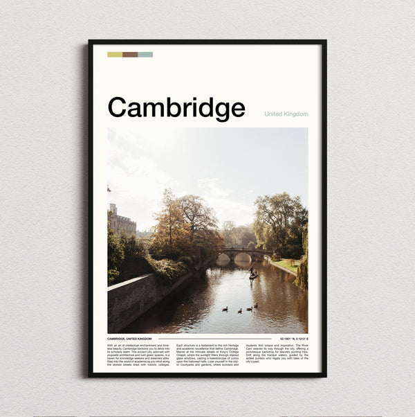 Cambridge - River And Bridge - Travel Print