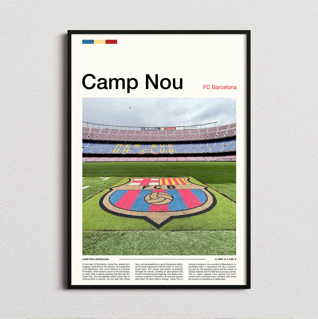 Camp Nou Stadium Print framed and photographed straight on