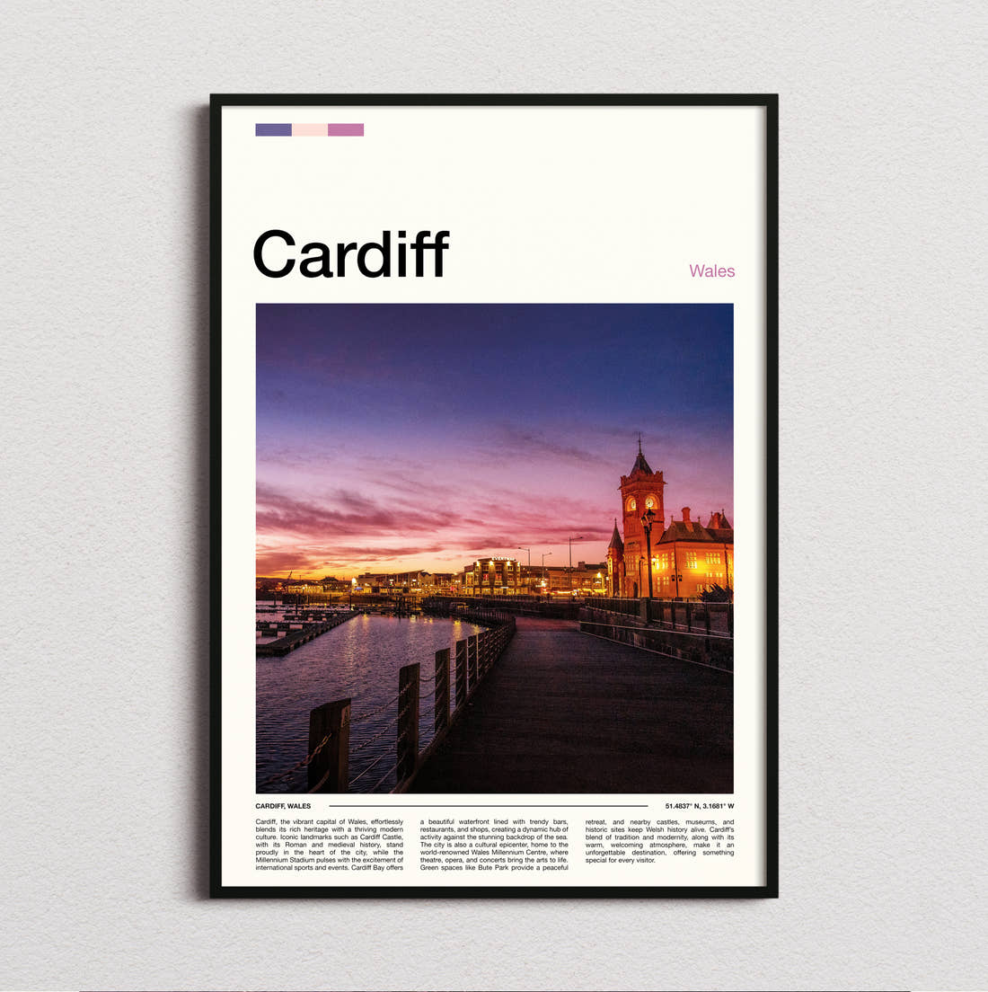 Cardiff Pierhead Building Travel Print framed and photographed straight on