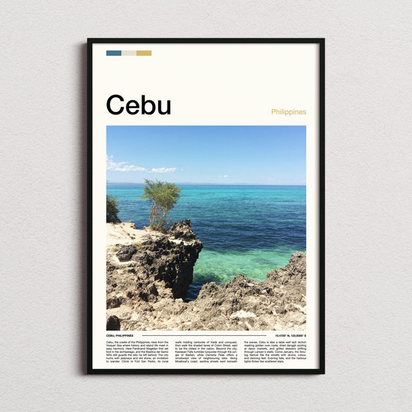Cebu Rocky Coastal Cliff Travel Print framed and photographed straight on