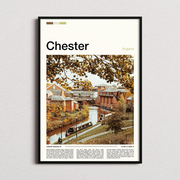Chester Autumn Canal View Travel Print framed and photographed straight on