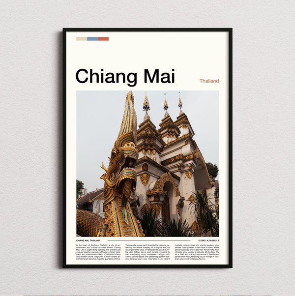 Chiang Mai - Golden Dragon Statue - Travel Print