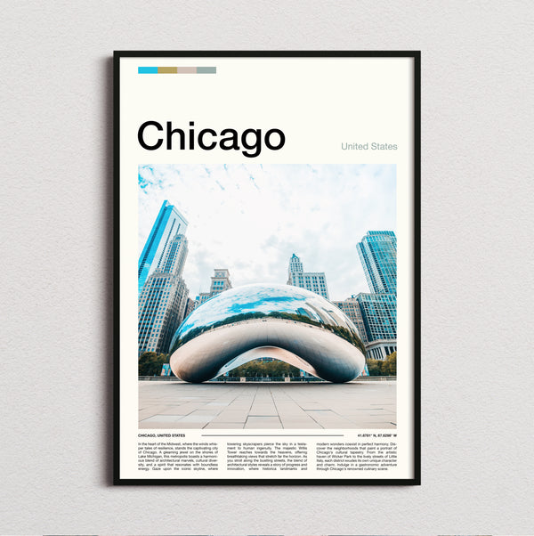 Chicago - Cloud Gate Reflecting The Skyline - Travel Print