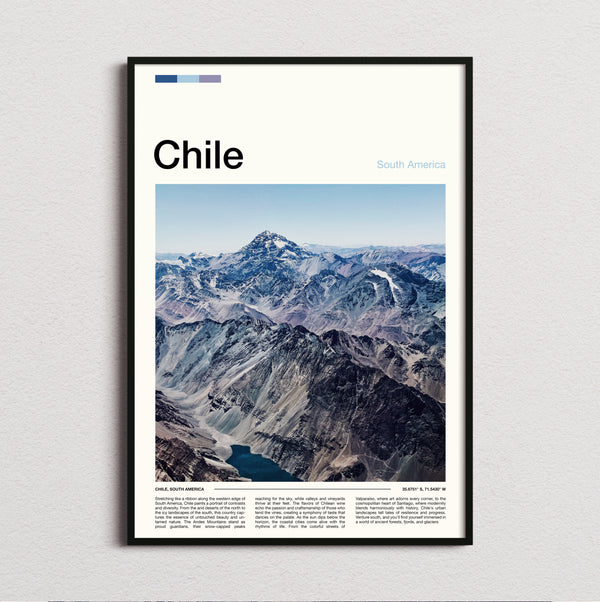 Chile - Snowy Mountain Range - Travel Print