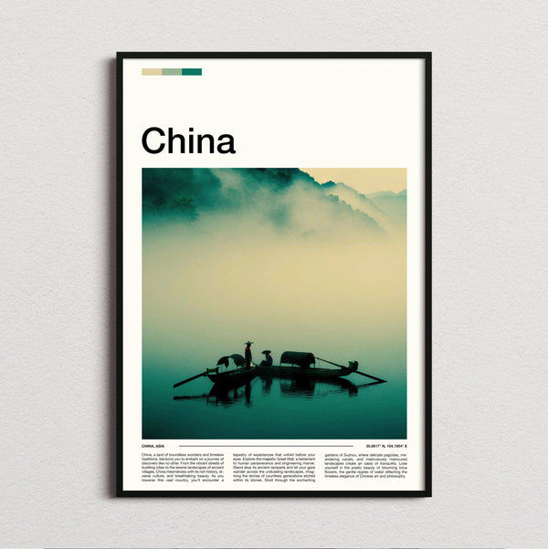 China - Fishing Boat In Mist - Travel Print