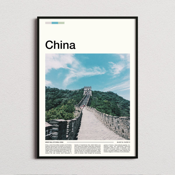 China - Great Wall Through Green Hills - Travel Print