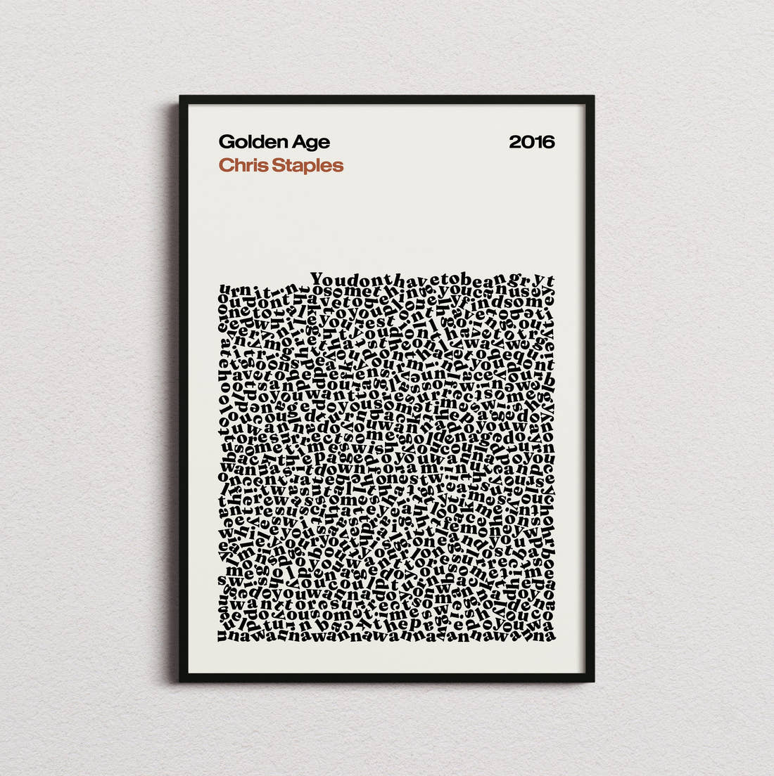 Chris Staples Golden Age Lyric Print in the cream colourway, framed