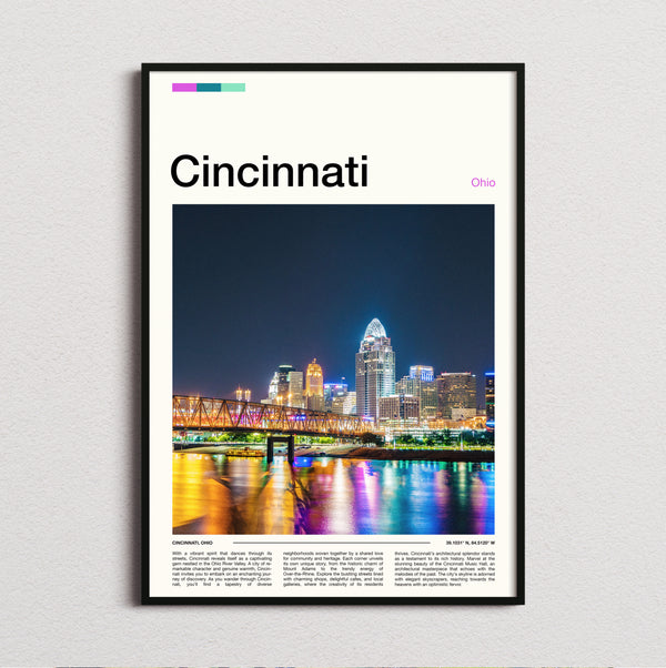 Cincinnati - Night Skyline - Travel Print