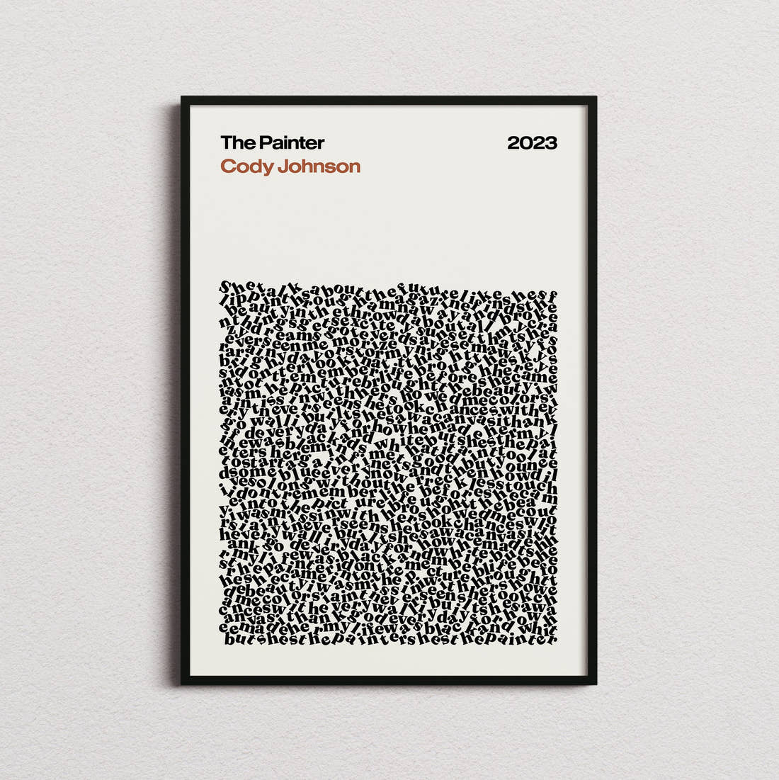 Cody Johnson The Painter Lyric Print in the cream colourway, framed