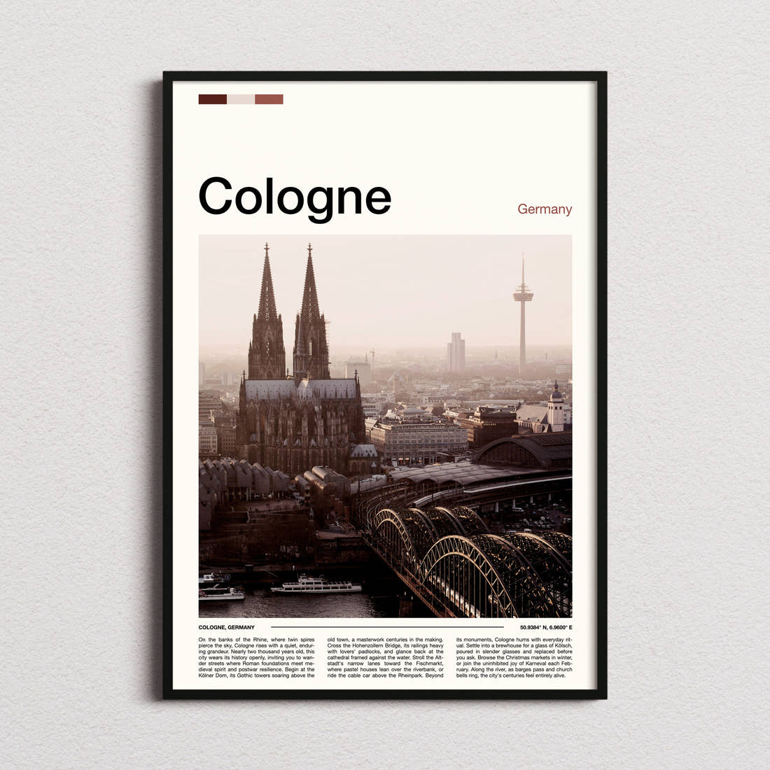 Cologne Cathedral Skyline View Travel Print framed and photographed straight on