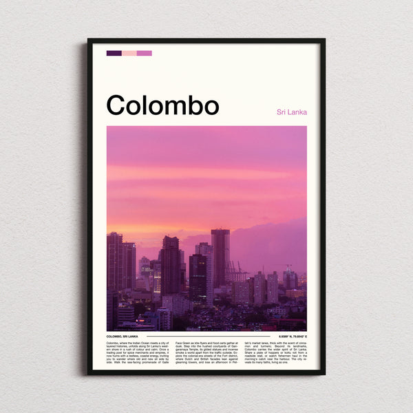 Colombo Dusk Skyline View Travel Print framed and photographed straight on