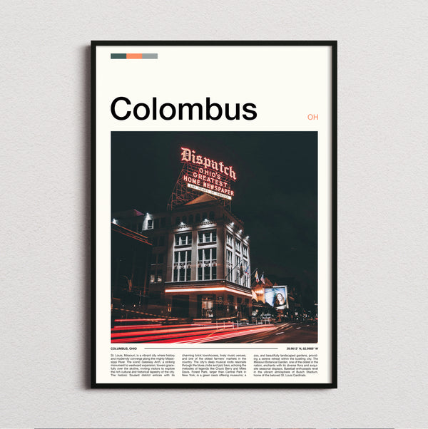 Columbus - Dispatch Neon Sign - Travel Print