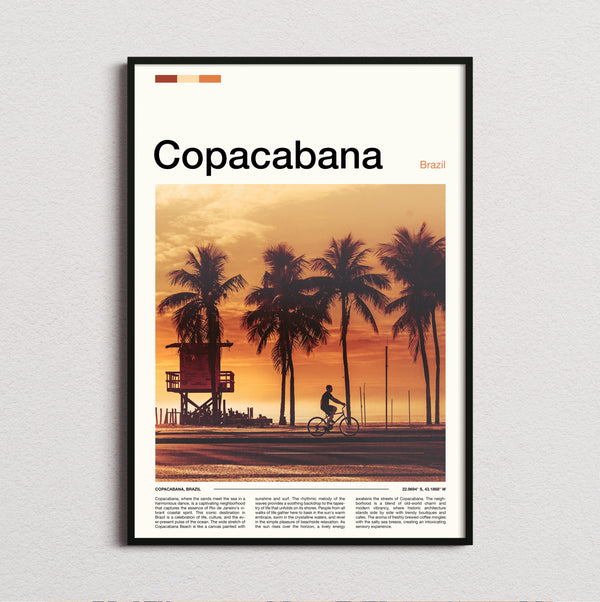 Copacabana - Palm Trees At Sunset - Travel Print