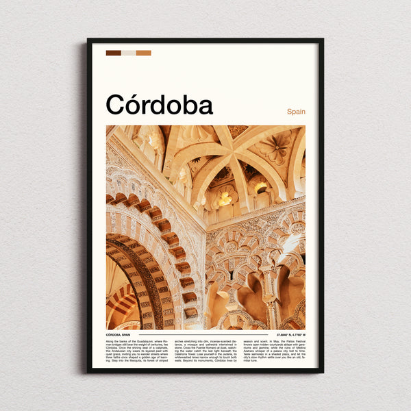 Córdoba Ornate Mezquita Arches Travel Print framed and photographed straight on