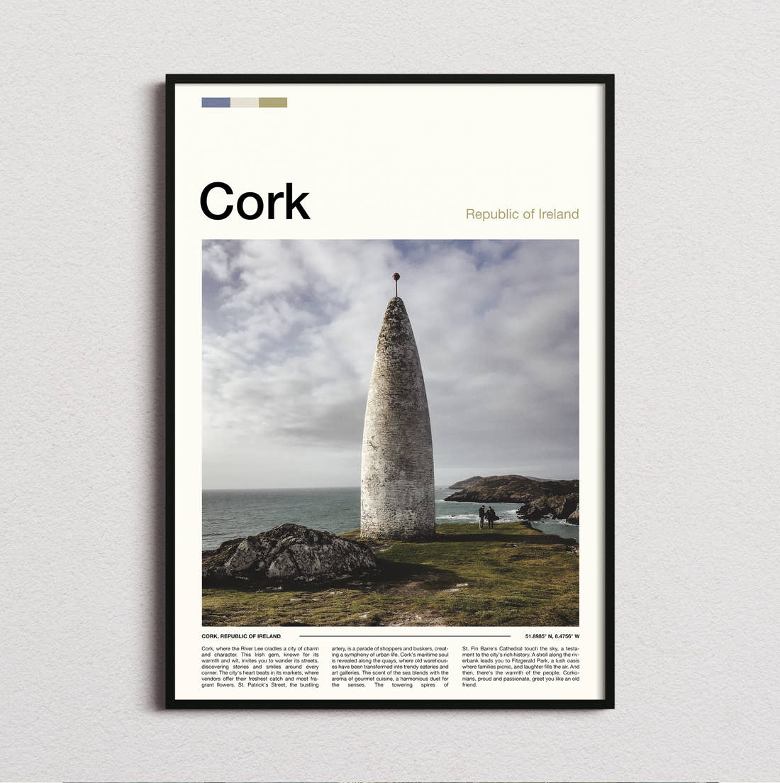 Cork Baltimore Beacon Travel Print framed and photographed straight on
