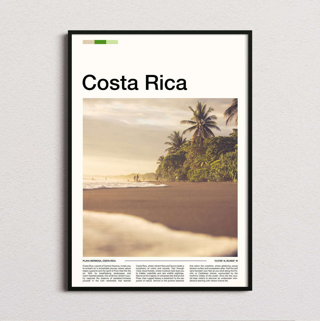 Costa Rica Palm Trees On The Beach Travel Print framed and photographed straight on