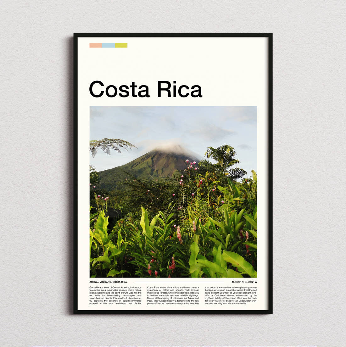 Costa Rica Volcano Above The Jungle Travel Print framed and photographed straight on