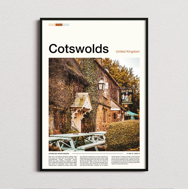 Cotswolds - Stone Cottage Pub - Travel Print