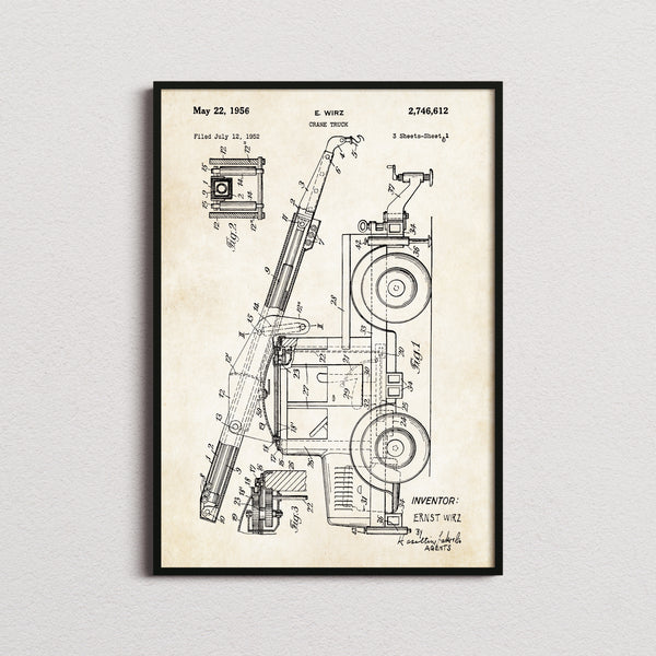 Crane Truck Patent Print