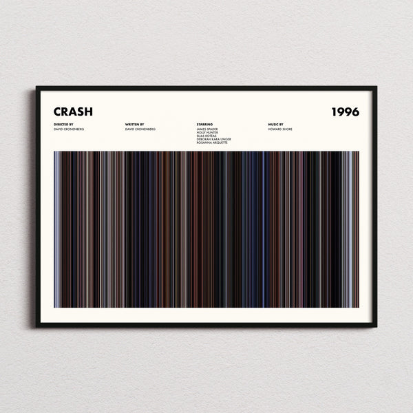Crash Movie Barcode Poster framed and photographed straight on