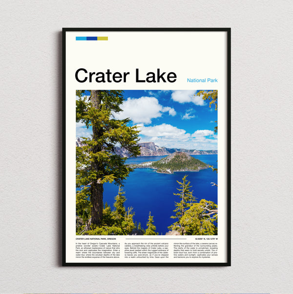 Crater Lake - Wizard Island Through The Pines - Travel Print