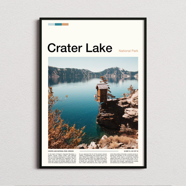 Crater Lake - Wooden Hut On The Cliff - Travel Print