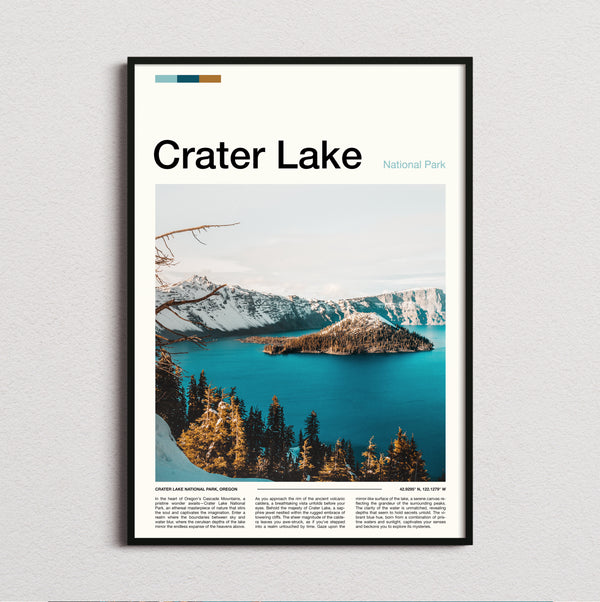 Crater Lake - Wizard Island In Winter - Travel Print