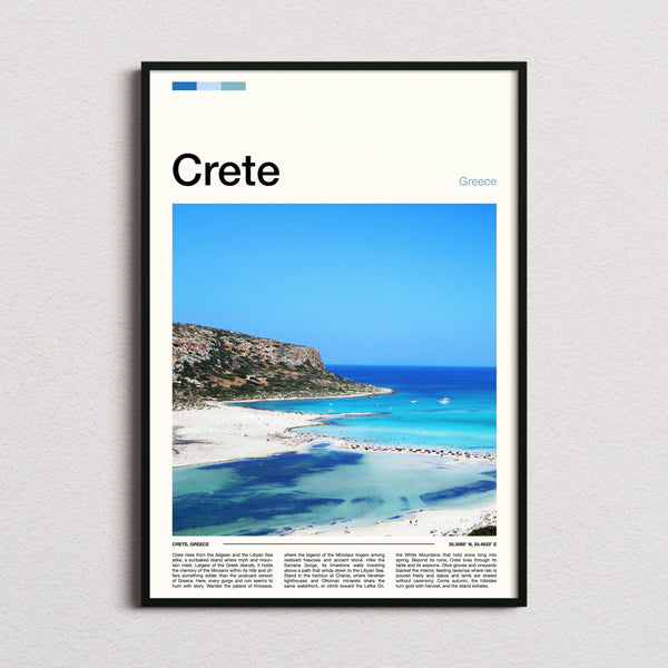 Crete Aerial Lagoon View Travel Print framed and photographed straight on