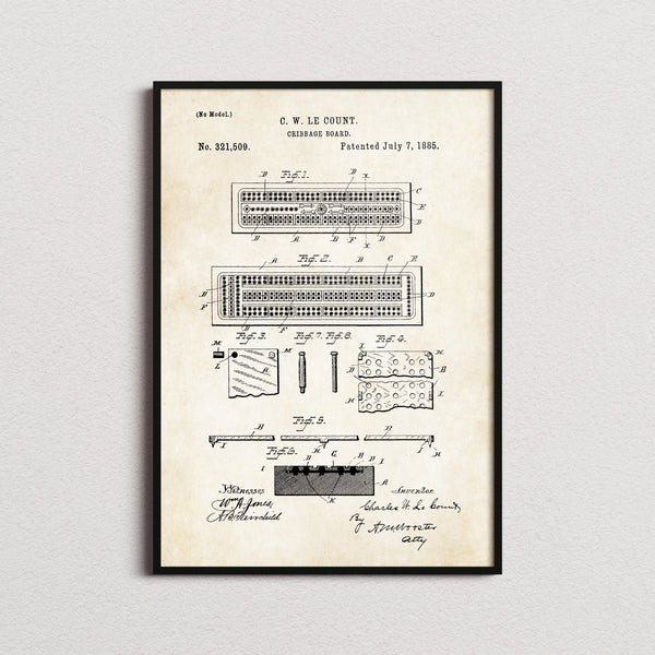 Cribbage Board Patent Print