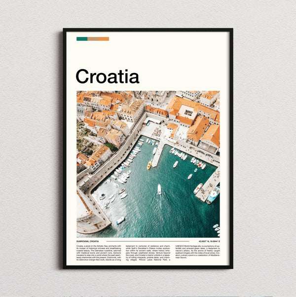 Croatia - Harbour And Rooftops - Travel Print