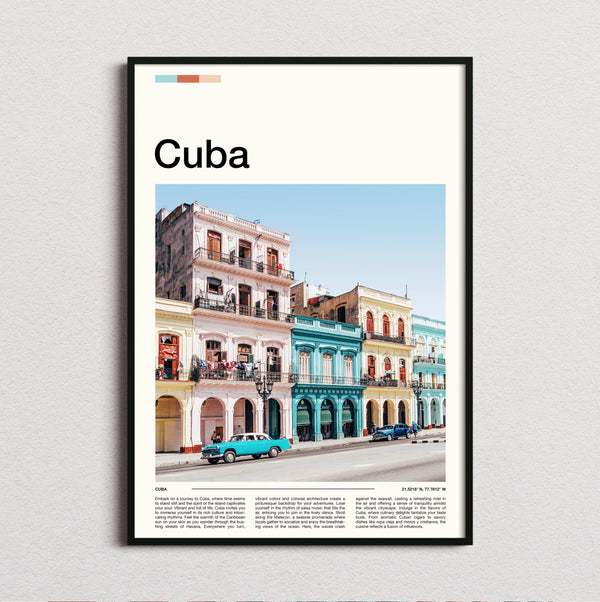 Cuba - Colourful Colonial Buildings - Travel Print
