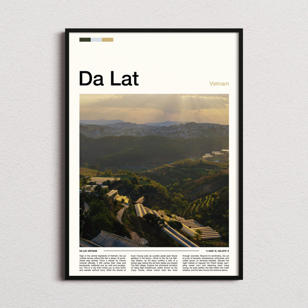 Da Lat Terraced Highland Valley Travel Print framed and photographed straight on