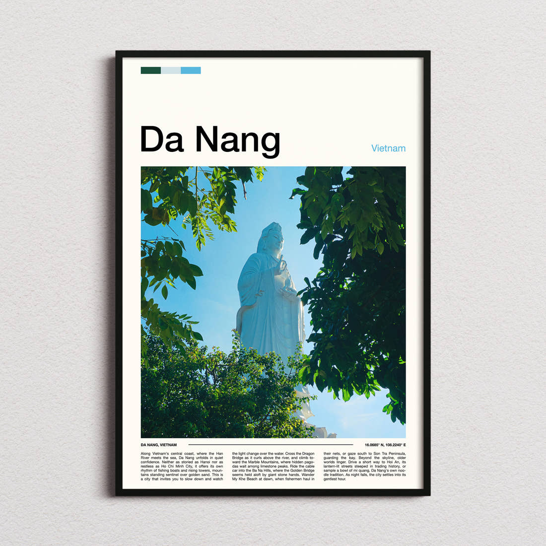 Da Nang Lady Buddha Statue Travel Print framed and photographed straight on