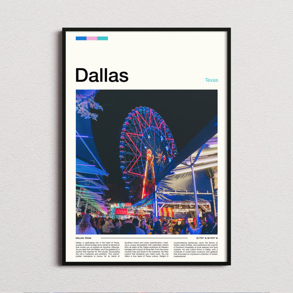 Dallas - Ferris Wheel At Night - Travel Print