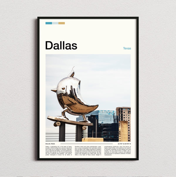 Dallas - Silver Bird Sculpture - Travel Print