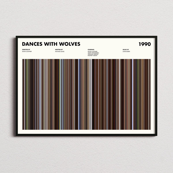 Dances With Wolves Movie Barcode Poster