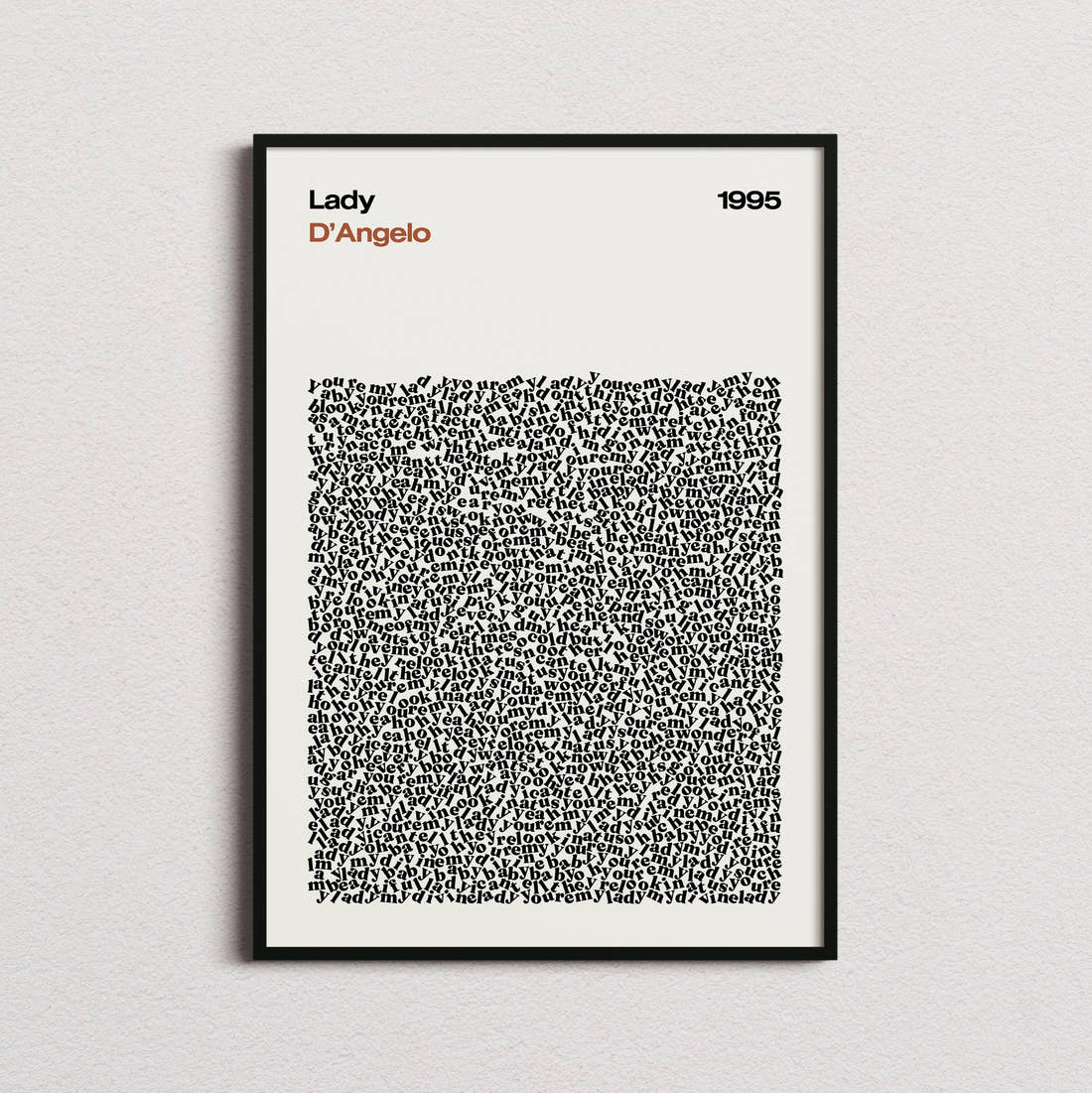 D'Angelo Lady Lyric Print in the cream colourway, framed