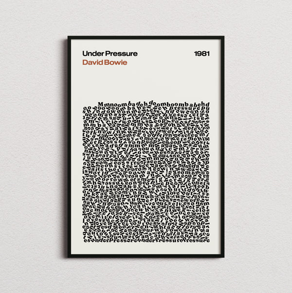 David Bowie Under Pressure Lyric Print